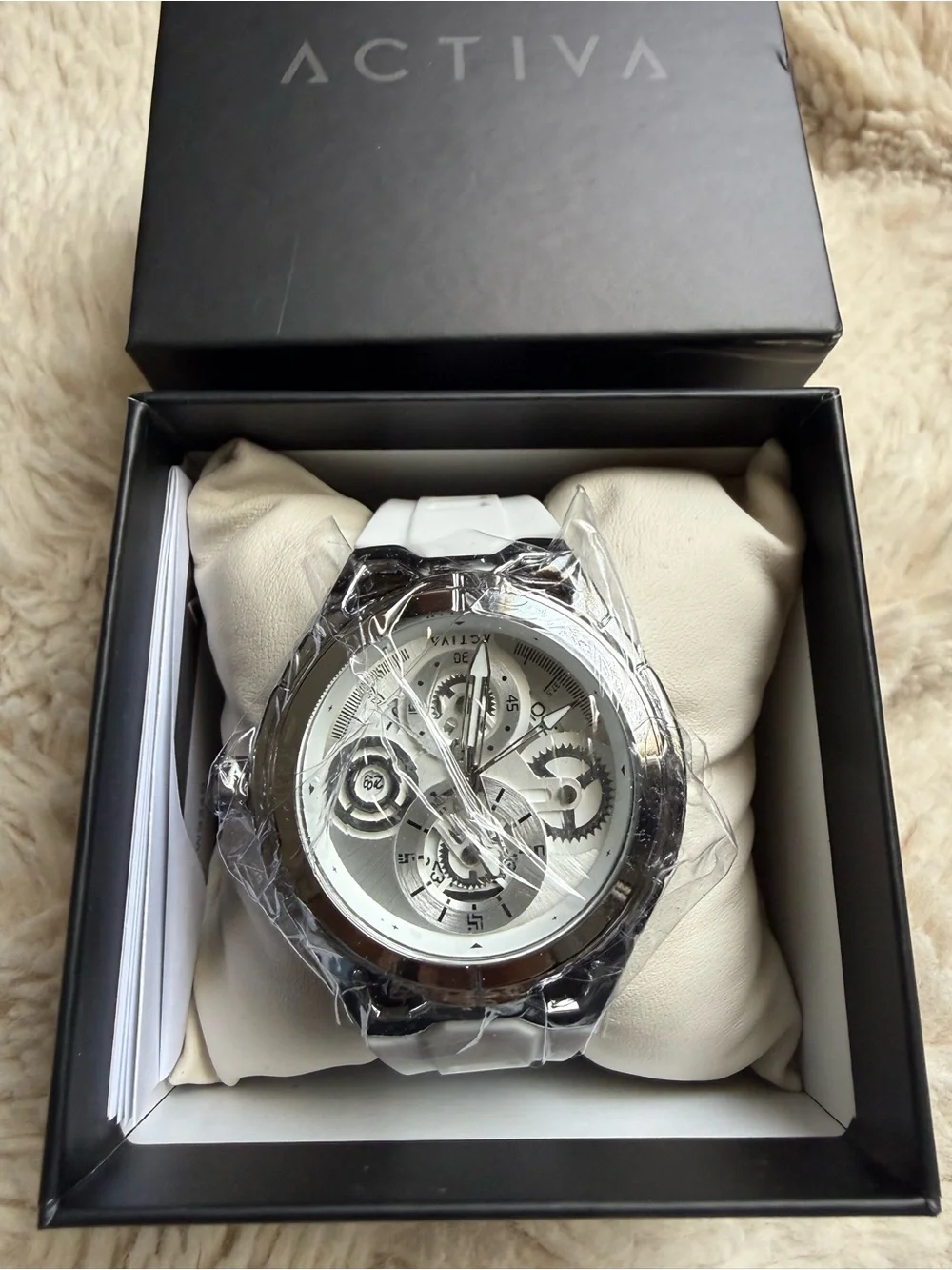 Activa White Men's Skeleton Dial Watch